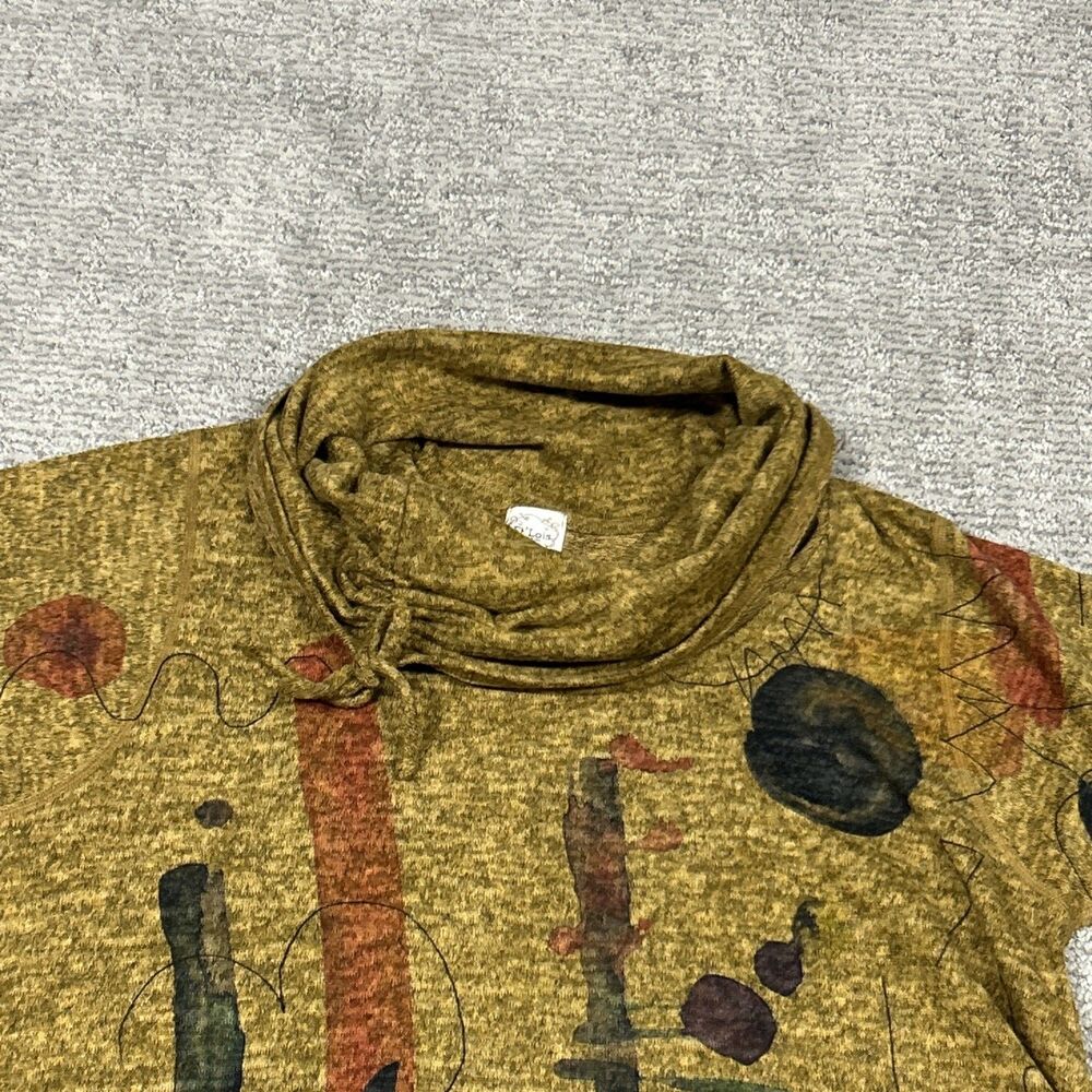 Et Lois Womens Large Blouse Tunic Top Artsy Soft Cozy Cowl Neck Stretch Gold - Picture 2 of 6